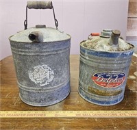 (2) Galvanized Metal Cans- Including Delphos 2
