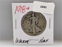 1918-S 90% Silver Walker Half $1 Dollar