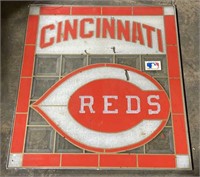 (JL) Cincinnati Reds Stained Glass Window 16” x
