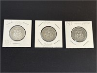 1992, 1993 & 1993 Canadian 50C Coins