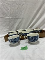 (10) Liberty Blue Paul Revere Colonial Tea Cups