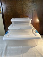 Lot of 3 Storage Totes with Lids