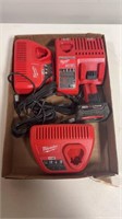 3 Milwaukee M12 Chargers 1 M12 Battery