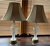 Vintage Cut Crystal Lamps w/Brass Fittings