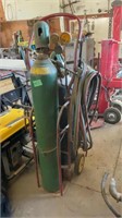 Air tanks with hoses, gauges on two wheel cart