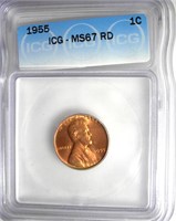 1955 Cent ICG MS67 RD LISTS $800