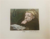 Charles Bragg- Hand watercolor over lithograph on