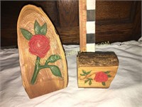 Hand carved Painted Red rose pieces