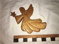 Handcarved wooden angel w/ star