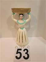 White & Teal Napkin Doll W/ Basket