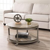 Industrial Rustic Round Wood Coffee Table