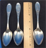 Three Antique Coin Silver Teaspoons