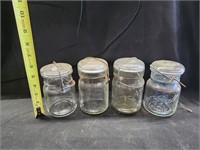 Antique Glass Jars with zinc or snap top lids