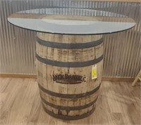 Jack Daniels Glass Top Barrel Table, 42" x 3'