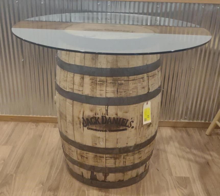 Jack Daniels Glass Top Barrel Table, 42" x 3'