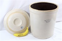 Large 5-Gallon Stoneware Crock W/Lid