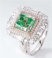 3.07ct India Natural Green Diamond Ring 18K Gold
