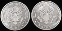 (2) 1 OZ .999 SILVER US ARMY ROUNDS