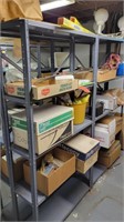 2 shelving units and contents
