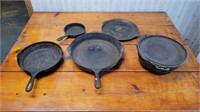 Cast iron pans and pot