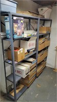 2 shelving units and contents