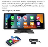 Podofo 10.26" Touchscreen Wireless Apple Carplay