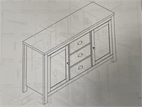 sideboard cabinet 3 drawer Antique grey color