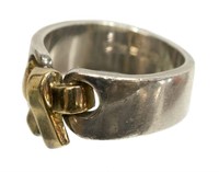 HERMES TWO-TONE METAL RIBBON RING