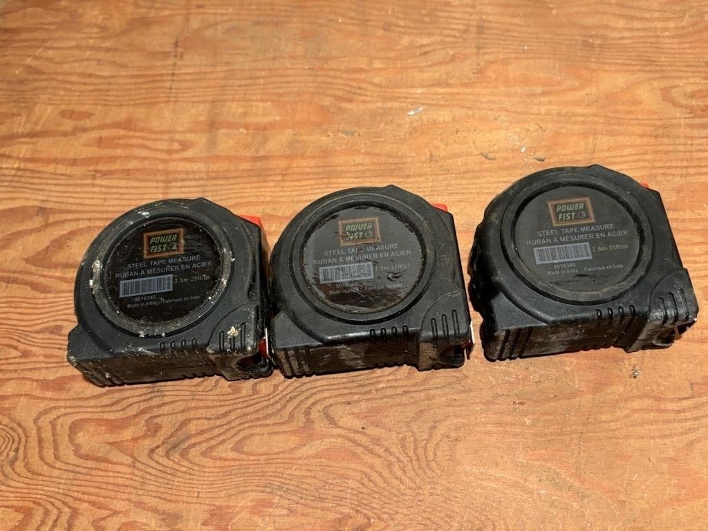 Three Power Fist 25' Tape Measures