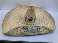 Large Straw Sombrero Hat with Embroidery