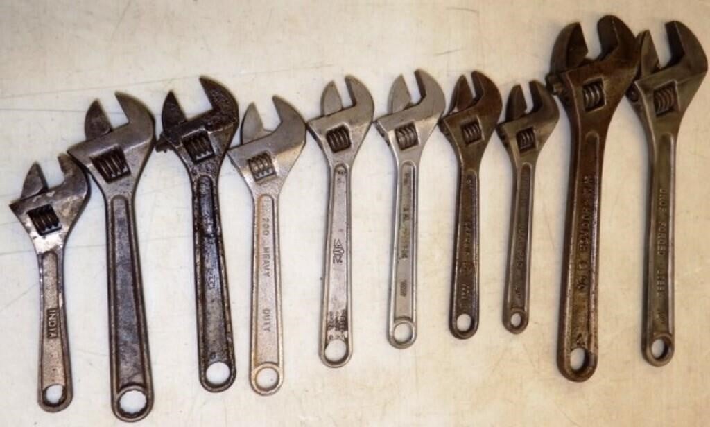 (10) Adjustable Wrenches / Crescent-Style Tools