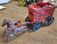 Vintage Cast Iron Horse Drawn Circus Wagon