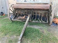 Antique Massey Harris Drill, Wooden Wheels