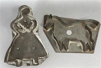 2 larger size tin cookie cutters ca. late