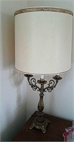 (2) Vintage Ornate Metal Lamps with Shades
