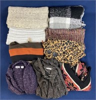 (9) Pieces of Infinity scarves, shawl, sweater