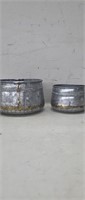Set of 2 Galvanized Decor Bowls, small - 4" x 6",