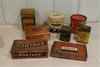 Box lot old advertising tins