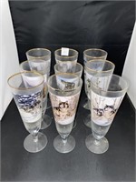 (9PC) HAND-PAINTED WOLF DRINKING GLASSES