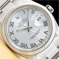 Rolex Men Datejust Silver Dial 18 Kt Watch