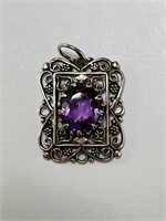 Sterling Amethyst/Marcasite Pendant 2 Grams