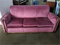 Plush pink couch with hand carved accents 77" x