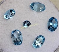 estate gemstone lot of 6 sky blue topaz 2.5 carat