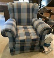 Plaid Upholstered Armchair