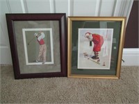2 Golf Prints in Frame Santa is 24" x 21"