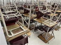 School Surplus Room - Rows of Combo Student Desk