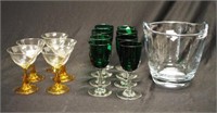 Eight victorian green stemmed glasses