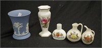 Five porcelain English vases