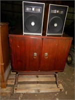 Solid Mahogany Record Cabinet W/Stereo