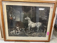 LARGE FRAMED ENGRAVING PRINT LEFT AT HOME J HARRIS